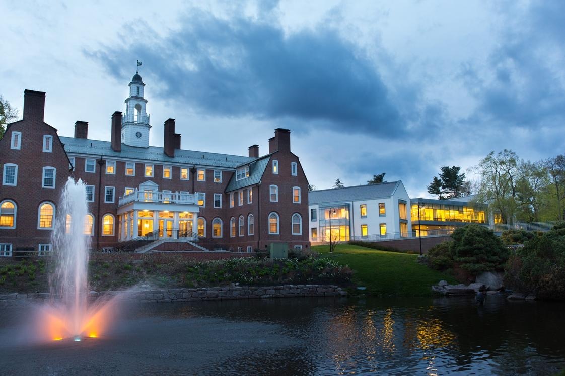Boarding school campus at dusk